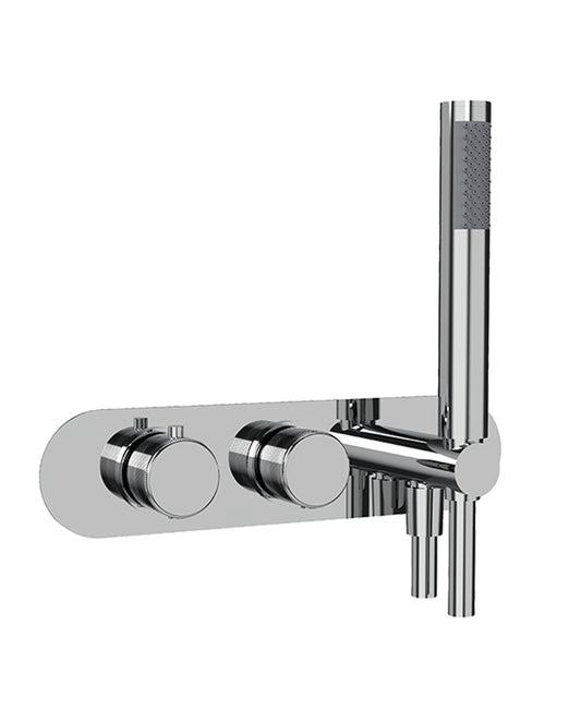 Quantum Knurled Horizontal Dual Control Concealed Thermostatic Shower Valve