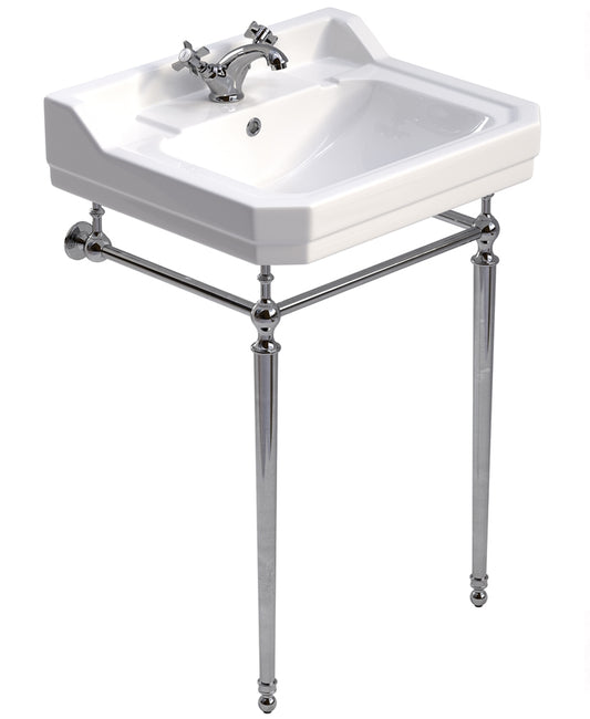 Westbury 61cm 1th Basin & Chrome Washstand